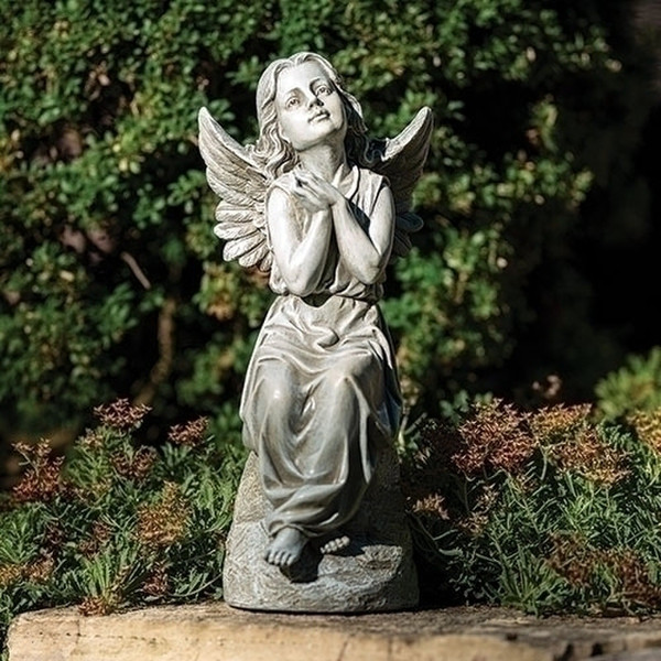 Angel Seated Praying Garden Memorial Statue